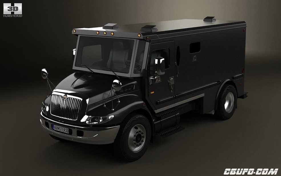 黑色國際裝甲卡車3d模型hum3d–internationaldurastararmored2002